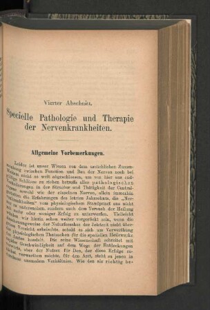 Vierter Abschnitt. Specielle Pathologie und Therapie der Nervenkrankheiten.