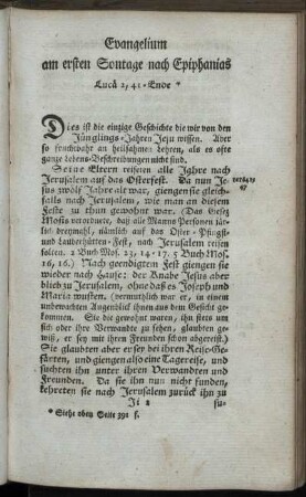 Evangelium am ersten Sontage nach Epiphanias.