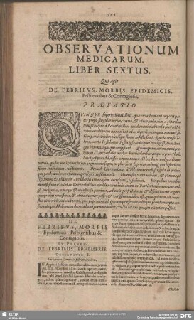 Liber Sextus, Qui agit De Febribus, Morbis Epidemicis Pestilentibus & Contagiosis