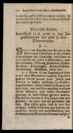 Das sechste Kapitel, betreffend 1748. vom 21. des Augustmonats bis zum 8. des Weinmonats