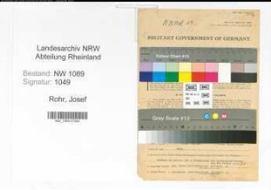 Entnazifizierung Josef Rohr , geb. 30.10.1892 ()