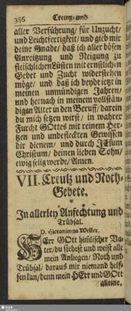 VII. Creutz- und Noth-Gebete