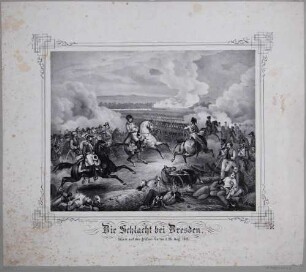 Napoleon in der Schlacht um Dresden beim Sturm auf den Großen Garten am 26. August 1813