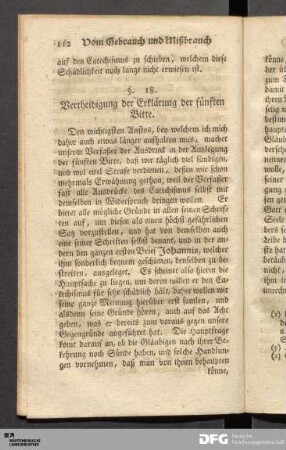 18. Vertheidigung der Erklärung der fünften Bitte.