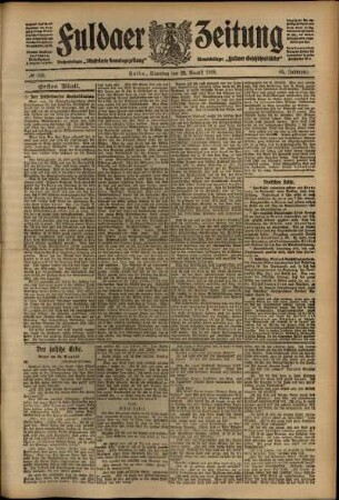 Erste Ausgabe vom Samstag, den 22. August 1908.