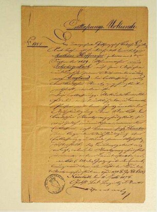 Entlassungsurkunde Mathäus Hoffmayer