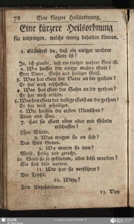 Eine kürzere Heilsordnung für diejenigen, welche wenig behalten können