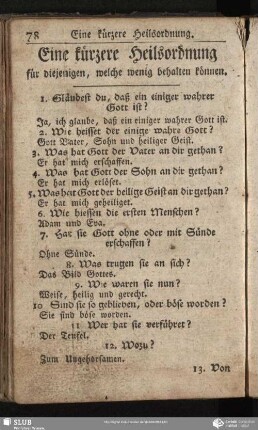 Eine kürzere Heilsordnung für diejenigen, welche wenig behalten können