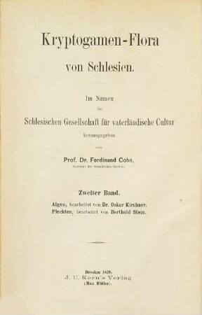 Kryptogamen-Flora von Schlesien, 2. Band. Algen