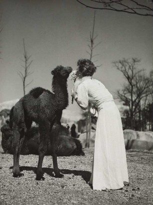Modeaufnahme, Modell die Fotografin Regina Relang im Zoo