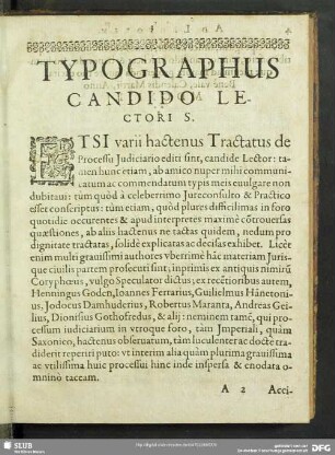 Typographus Candido Lectori S.