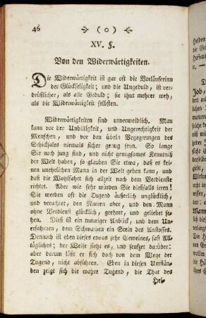 XV. §. Von den Widerwärtigkeiten.