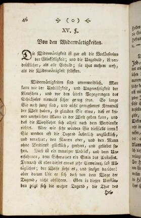XV. §. Von den Widerwärtigkeiten.