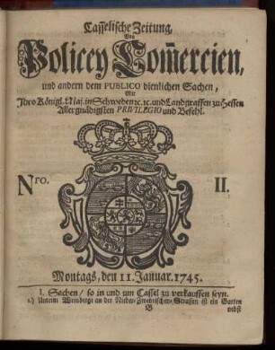 Nro. II, Montags, den 11. Januar 1745