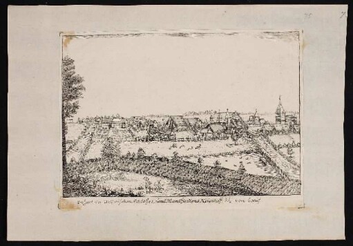 Prospect des Welserischen Schlosses, und Marckfleckens Neunhoff. 1. 1/2. von Lauf. - Herrensitz Kolerschloss, Lauf-Neunhof