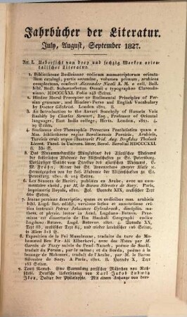 Jahrbücher der Literatur. 39. 1827