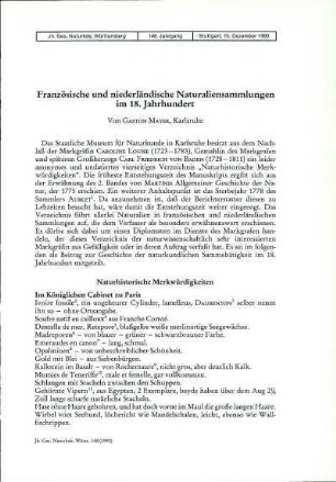 Französische und niederländische Naturaliensammlungen im 18. Jahrhundert