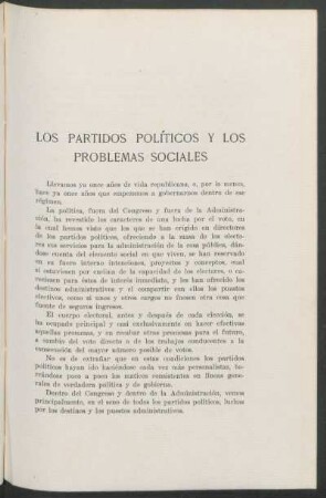 Los partidos políticos y los problemas sociales