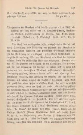 315-316 [Rezension] Schulte, Adalbert, Die Hymnen des Breviers nebst den Sequenzen des Missale