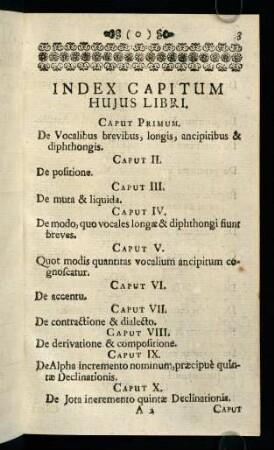 3-5, Index Capitum Hujus Libri