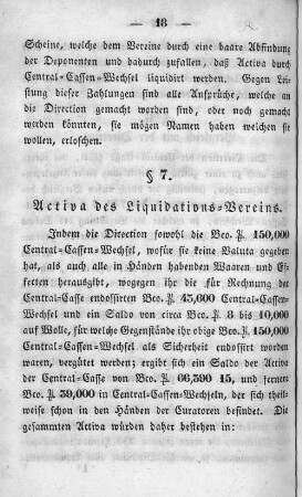 § 7. Activa der Liquidations-Vereins.