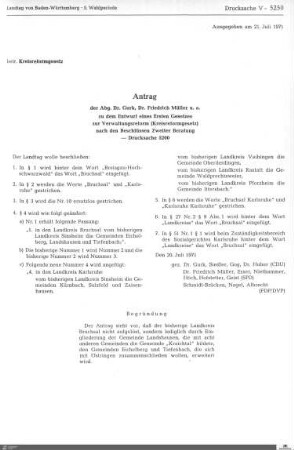 Anträge zum Kreisreformgesetz und zum Regionalverbandsgesetz