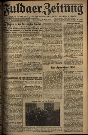 Ausgabe vom Donnerstag, den 06. November 1930.