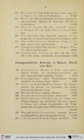 Kunstgewerbliche Arbeiten in Bronze, Metall und Glas (Nr. 286-348)