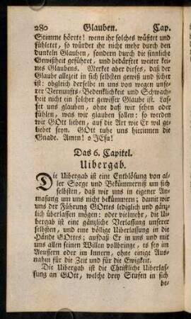 280-404, Das 6. Capitel. Uibergab.