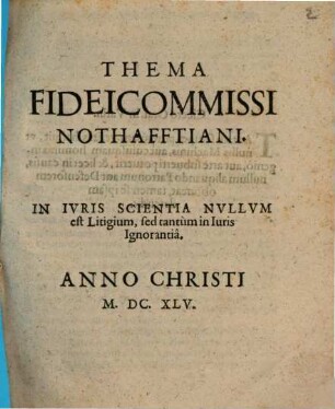 Thema Fideicommissi Nothafftiani
