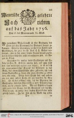 Den 16. des Wintermonats. XL. Stück
