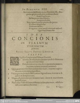 Idea Concionis In Psalmum Vigesimum primum