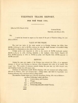 Tientsin trade report