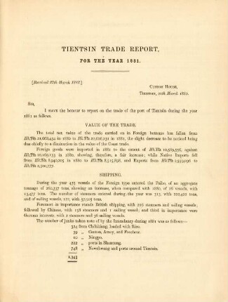 Tientsin trade report