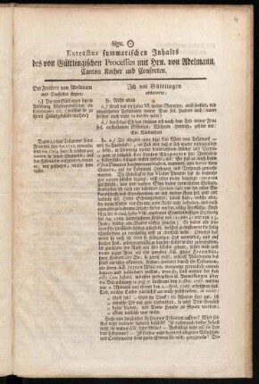 Extractus summarischen Inhalts des von Gültlingischen Processus mit Hrn. von Adelmann, Canton Kocher und Consorten