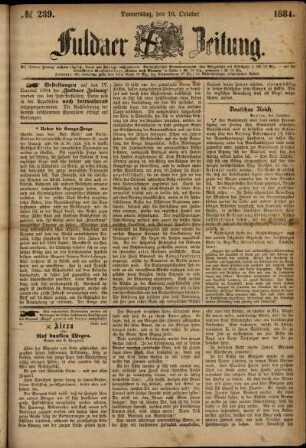 Ausgabe vom Donnerstag, den 16. Oktober 1884.