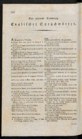 Eine zahlreiche Sammlung Englischer Sprüchwörter.