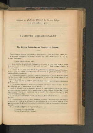 Annexe du Bulletin Officiel du Congo belge. (12 septembre 1911.)