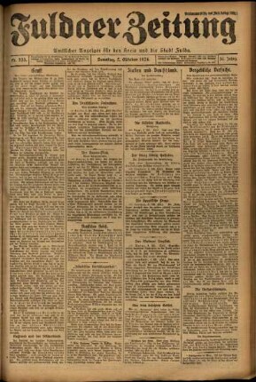Erste Ausgabe vom Sonntag, den 05. Oktober 1924.
