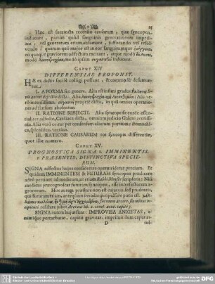 Caput XV. Prognostica Signa 1. Imminentis. Praesentis, Distinctiva Specierum