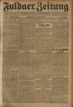 Zweite Ausgabe vom Mittwoch, den 27. Januar 1915.
