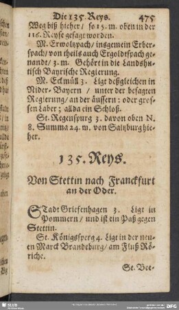135. Reys. Von Stettin nach Franckfurt an der Oder
