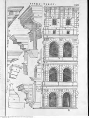 Il Terzo Libro di Sabastiano Serlio Bolognese, nel qual si figurano, e descrivono le antiquità di Roma ..., Folio LXIX: Kolosseum, Detail