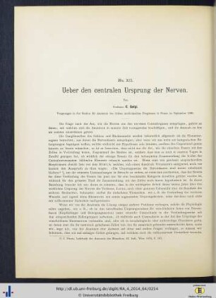 XII. Über den centralen Ursprung der Nerven.