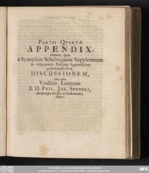 Partis Quartae Appendix ...