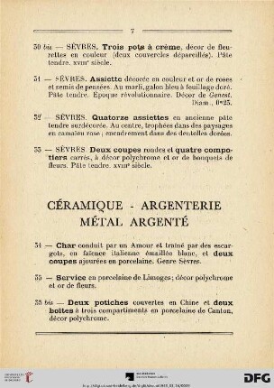 Céramique - Argenterie - Métal argenté (Nr. 34-67)