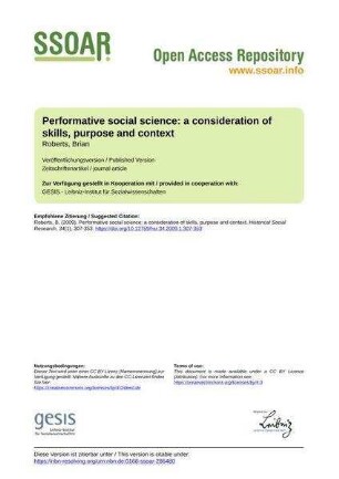 Performative social science: a consideration of skills, purpose and context