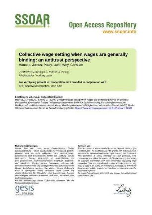 Collective wage setting when wages are generally binding: an antitrust perspective