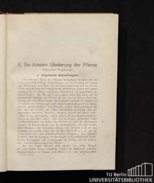 II. Die äussere Gliederung der Pflanze. Allgemeine Morphologie.