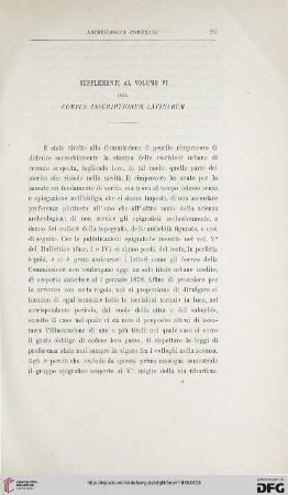 6: Supplementi al volume VI del Corpus Inscriptionum Latinarum, [1]